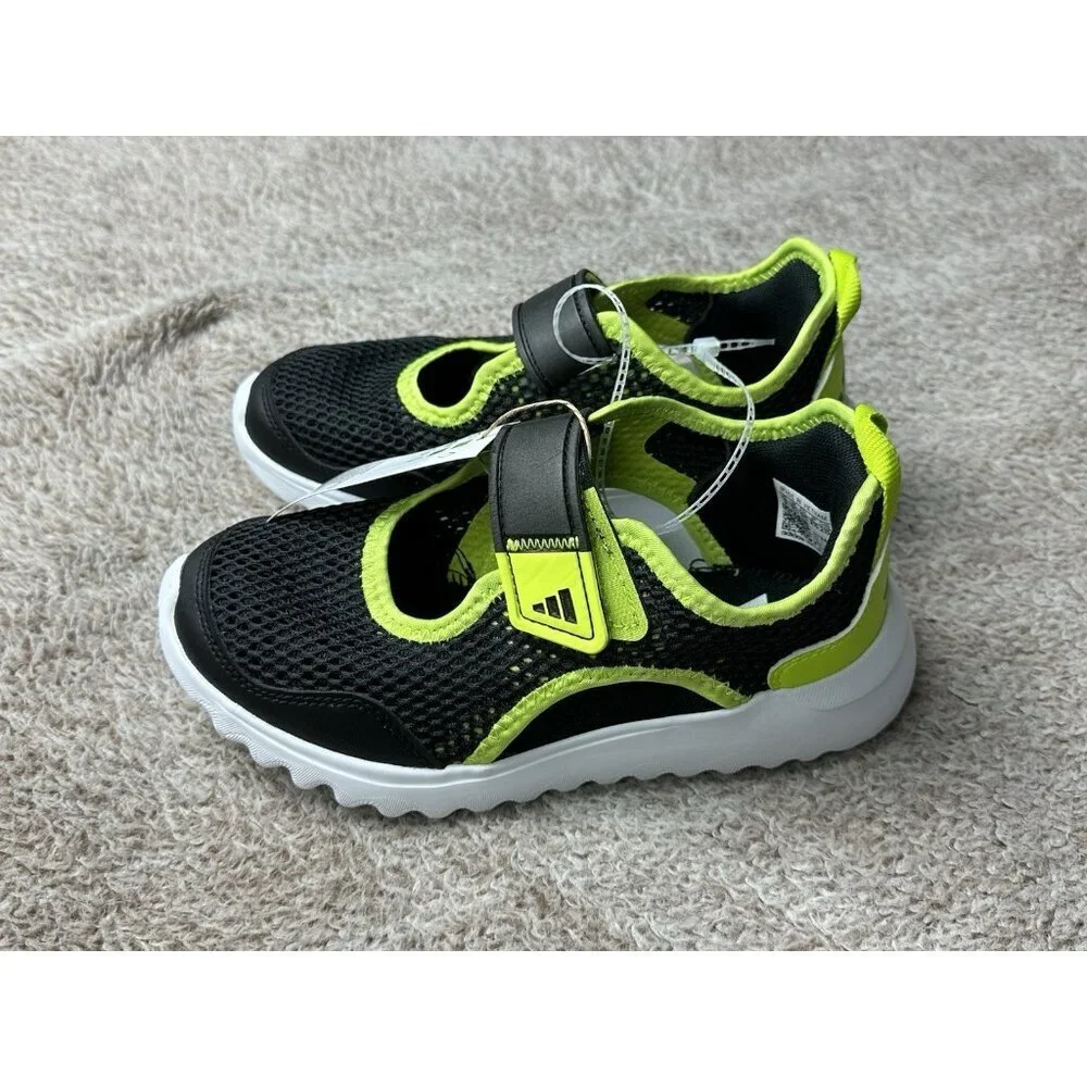 Adidas Summerflex C Kids Training Shoes Black Neon Yellow Mesh Slip On US 3 NWT